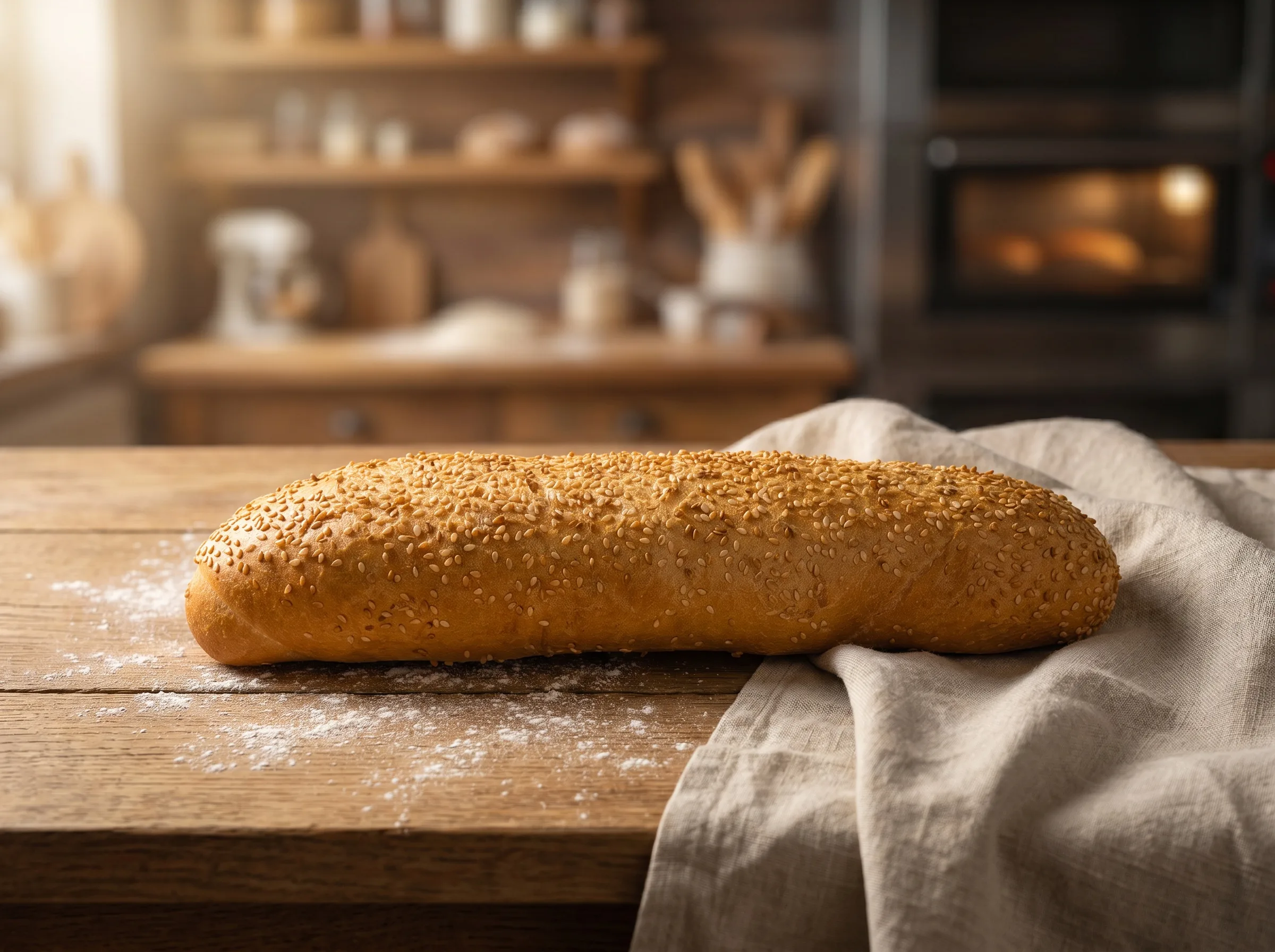 Szezámmagos  hosszú  kifli 150 gr